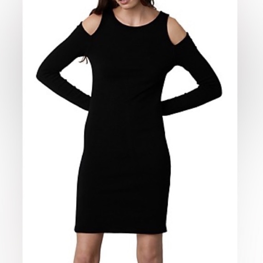 FRENCH CONNECTION black Knit Dress with shoulder cutouts